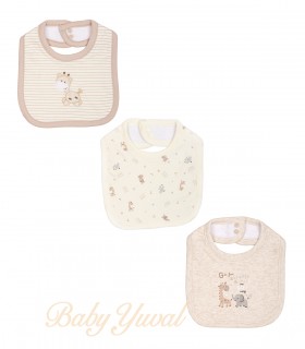 Tripack de Baberos con broche | Jirafita Beige