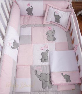 Set de Cuna Elefante Rosado | Premium Pique