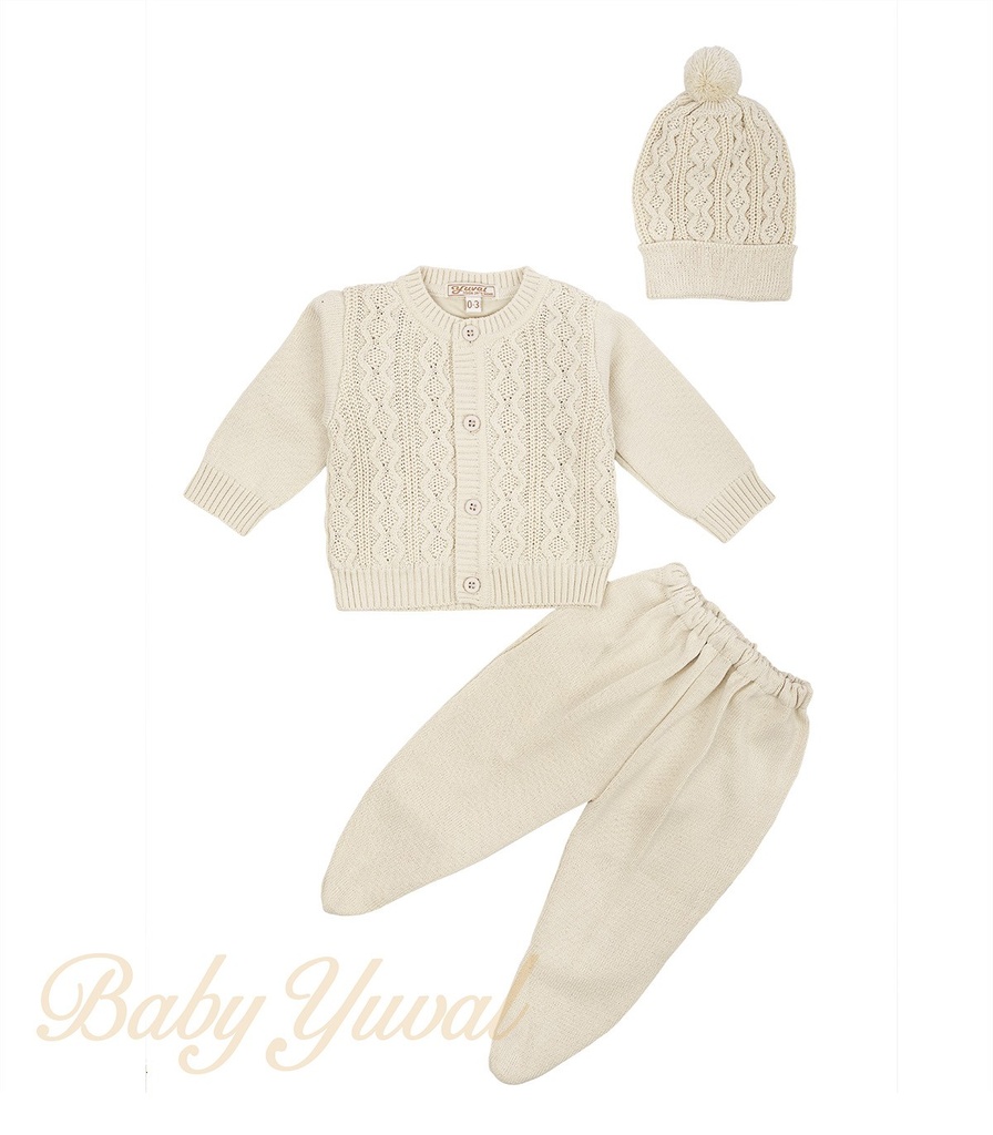 [RO096772] Ropón de Hilo forrado con Algodón | Bends Beige (12 a 18 meses)