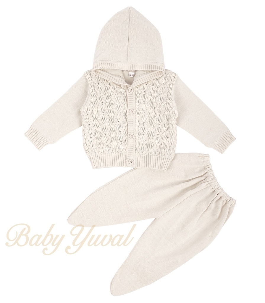 [CO097113] Conjunto de Hilo Forrado Con Algodón | Bends Hood Beige (0 a 3 meses)