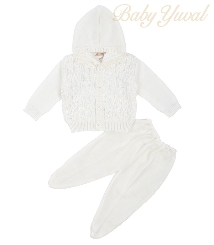 [CO097124] Conjunto de Hilo Forrado Con Algodón | Bends Hood Crema (12 a 18 meses)
