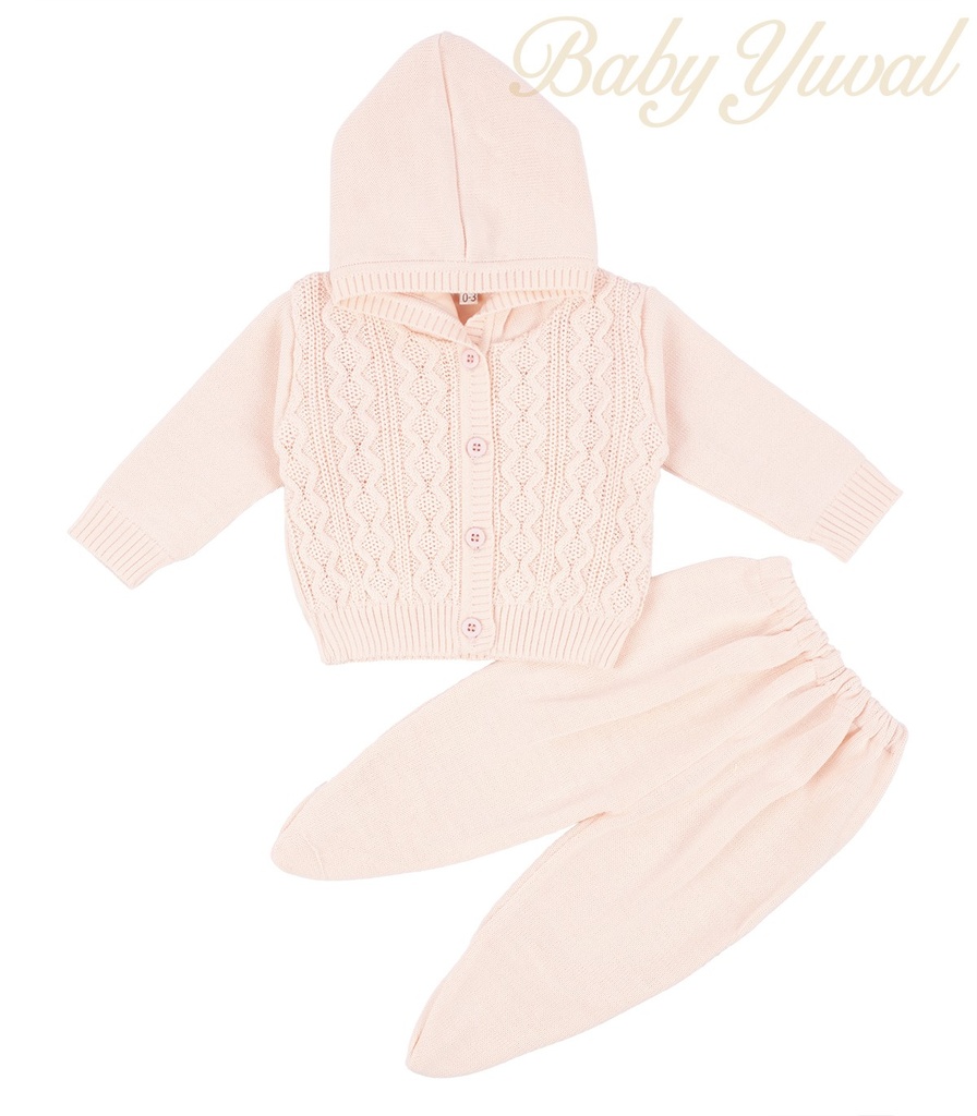 [CO097131] Conjunto de Hilo Forrado Con Algodón | Bends Hood Melón (12 a 18 meses)
