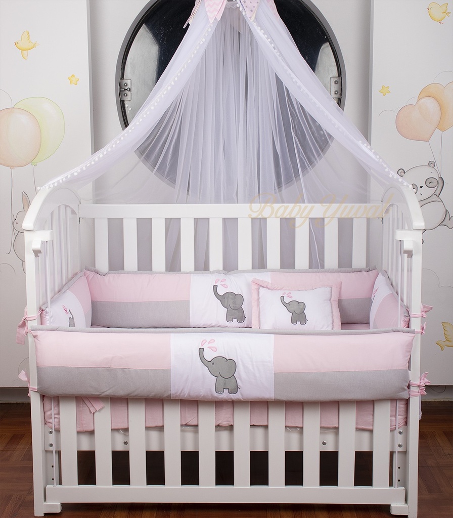 [SE097336] Set de Cuna Elefante Rosado | Premium Pique