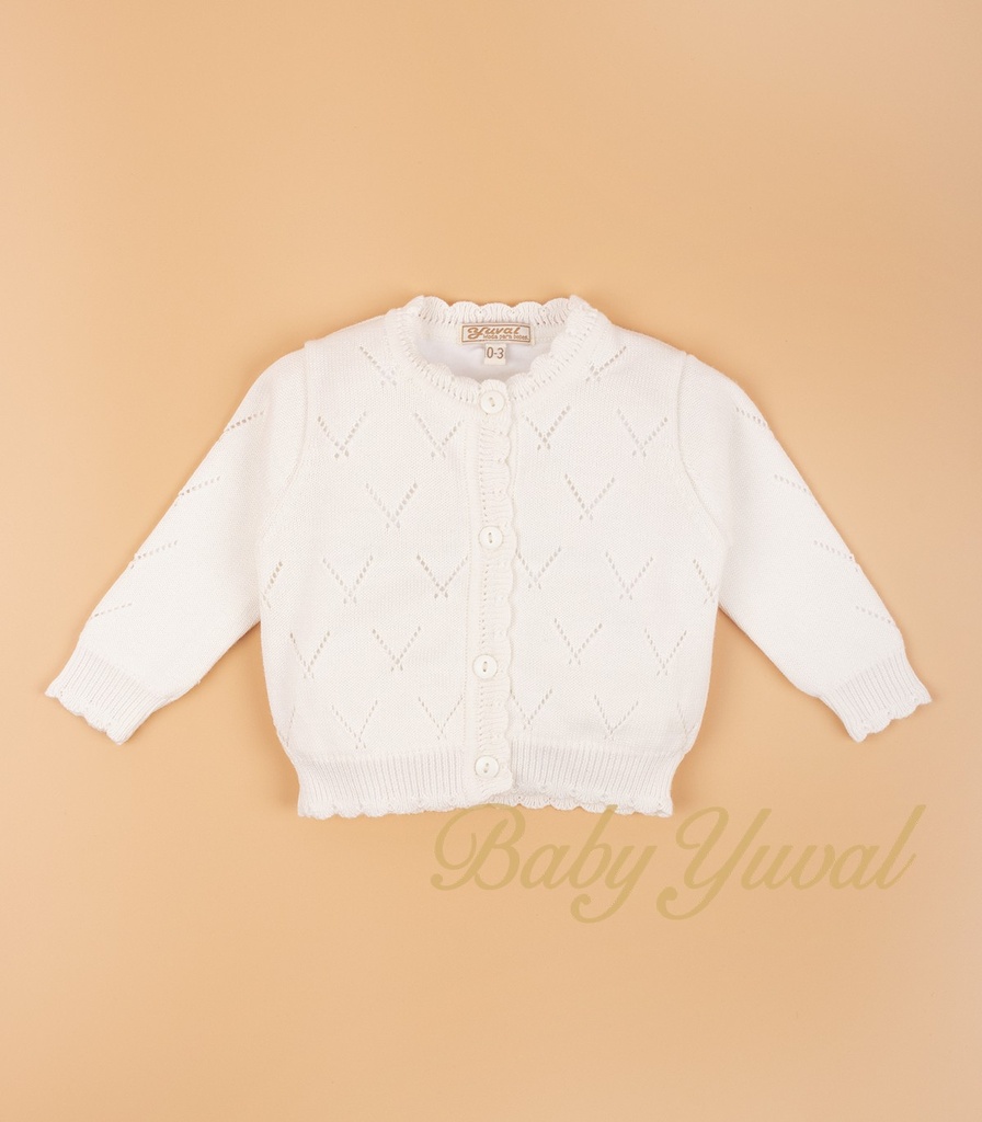 [CH097752] Chompa de Hilo forrada | Mia Cream (0 a 3 meses)