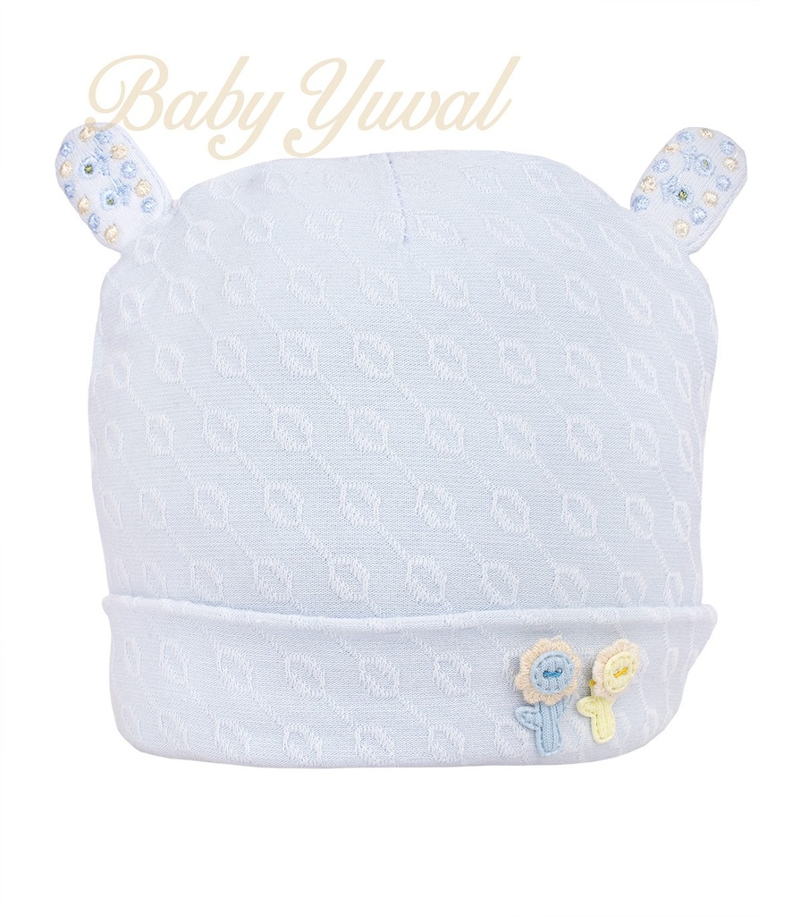 [GO099287] Gorro doble Algodón | Celeste (Flores suaves)