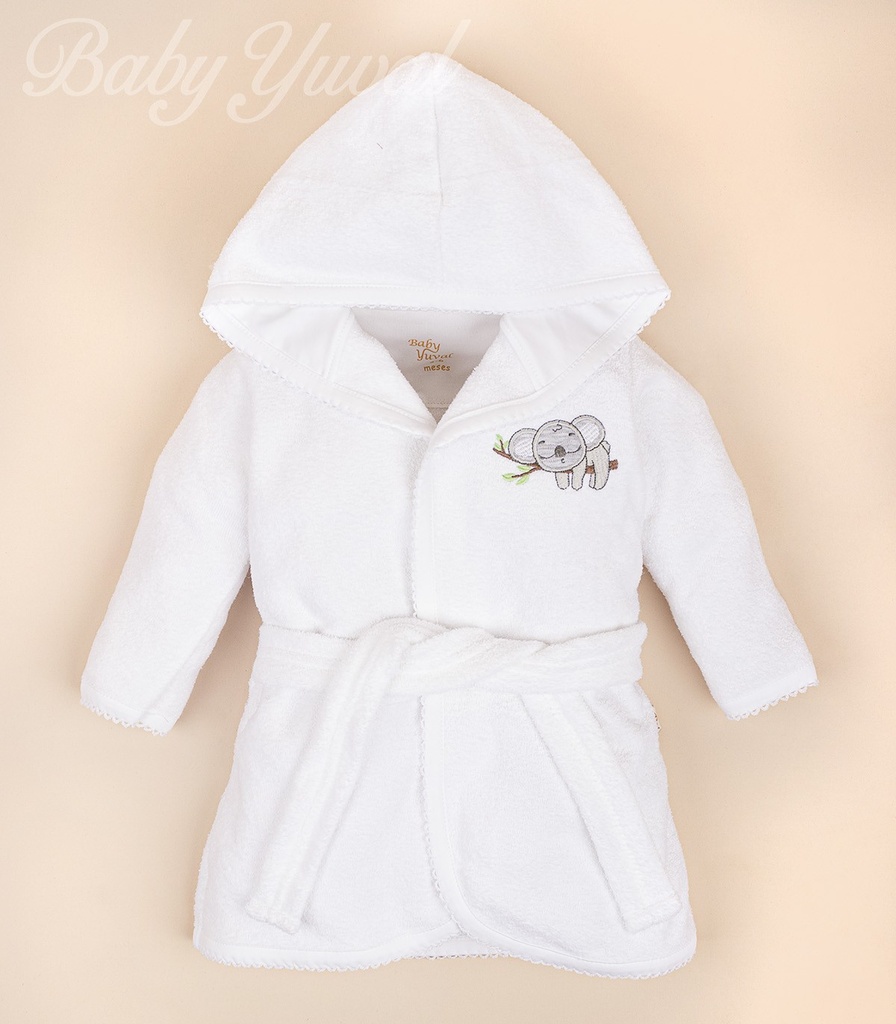 [SA0100136] Salida de Baño 100% Algodón Premium | Koala White (3 a 6 meses)