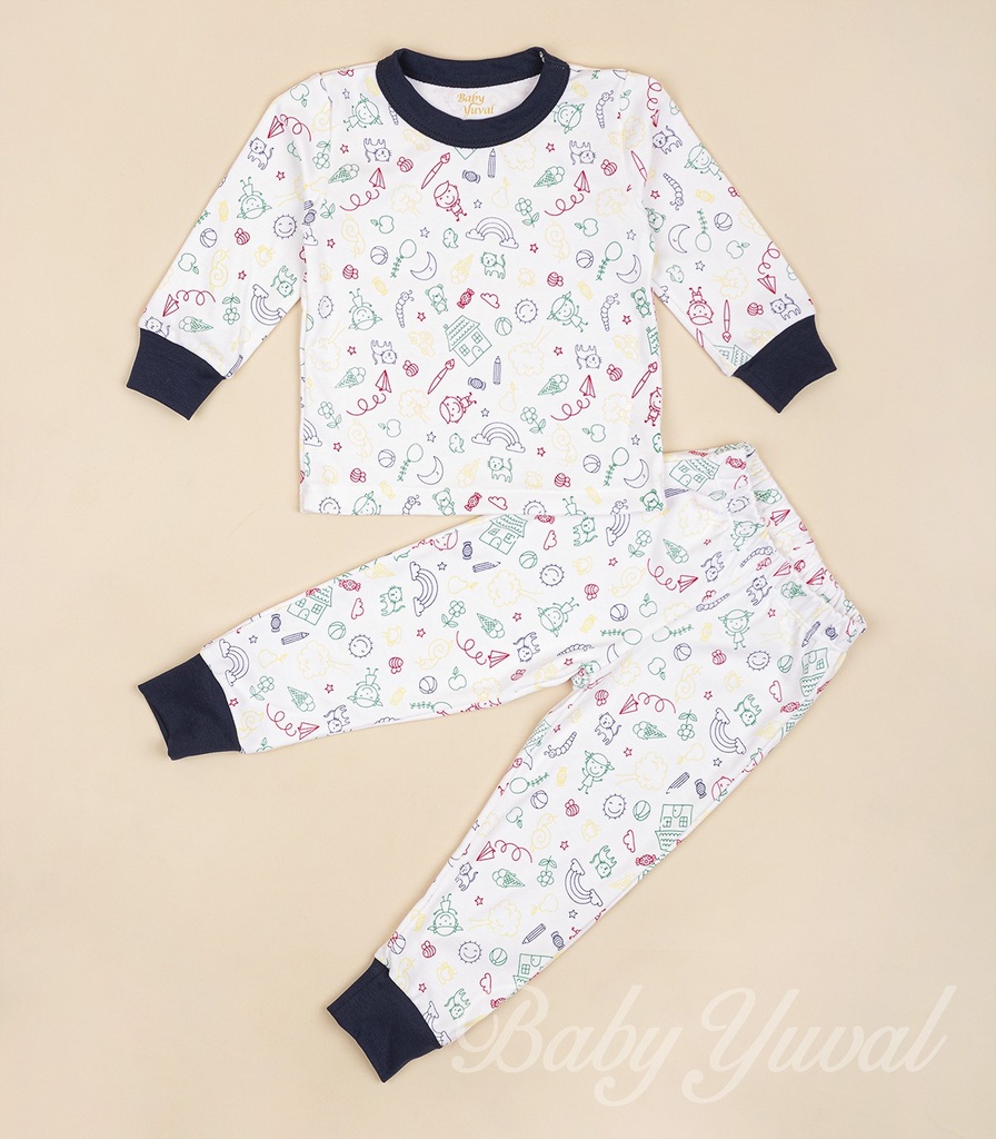 [PI0100348] Pijama de Algodón | Draw Navy (12 a 18 meses)