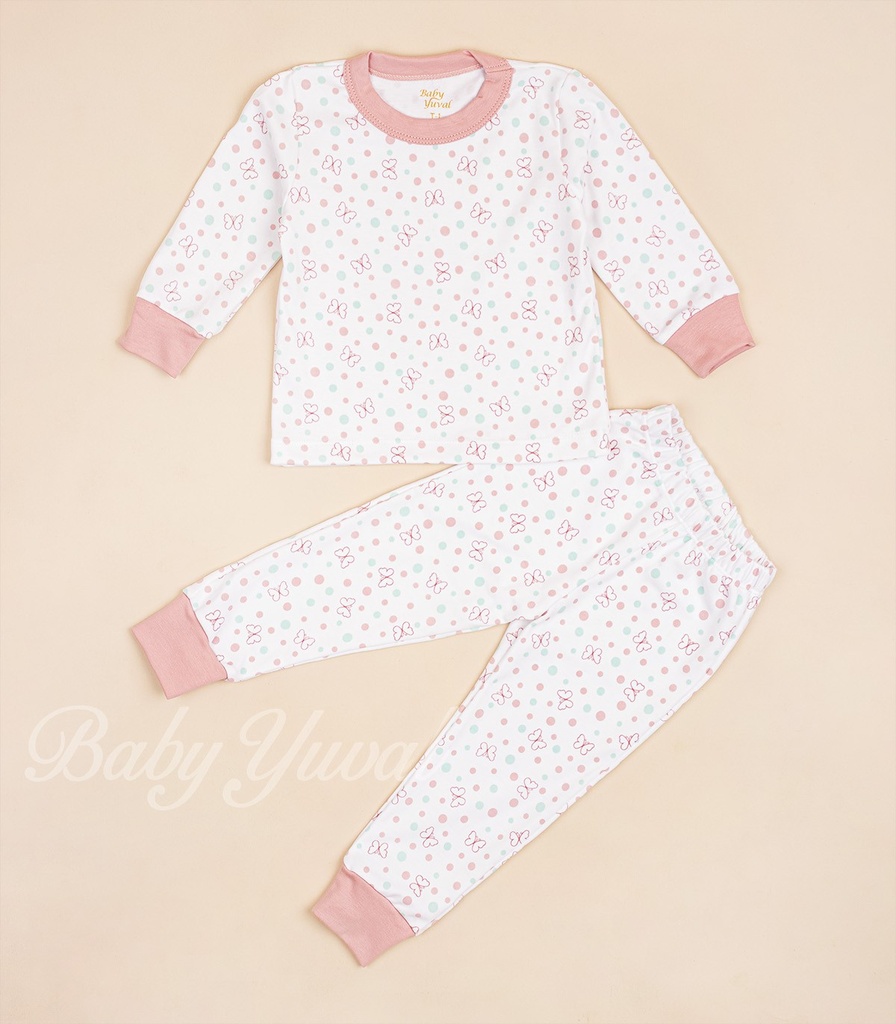 [PI0100370] Pijama de Algodón | Mariposas Rose (6 a 9 meses)