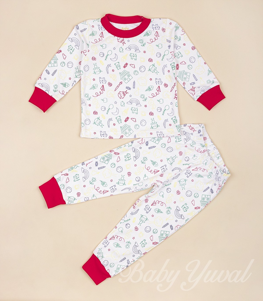 [PI0100352] Pijama de Algodón | Draw Red (6 a 9 meses)