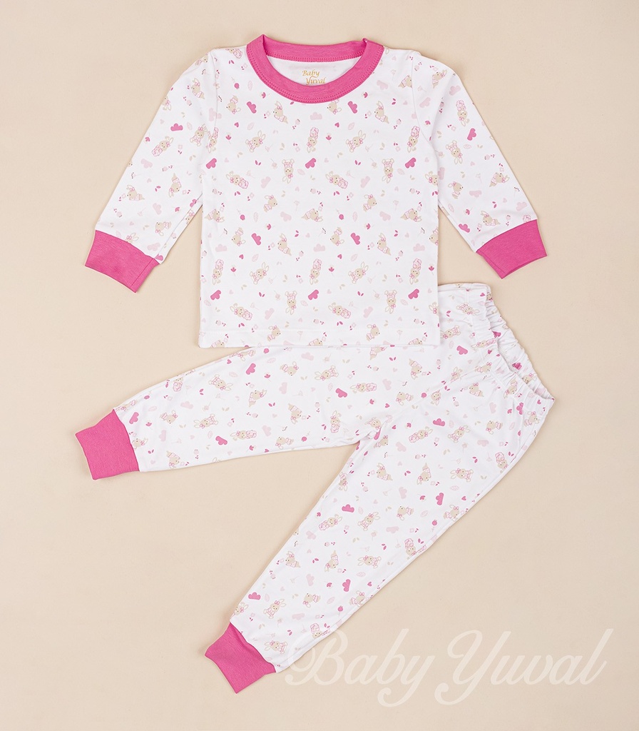[PI0100404] Pijama de Algodón | Conejitas Chicle (9 a 12 meses)