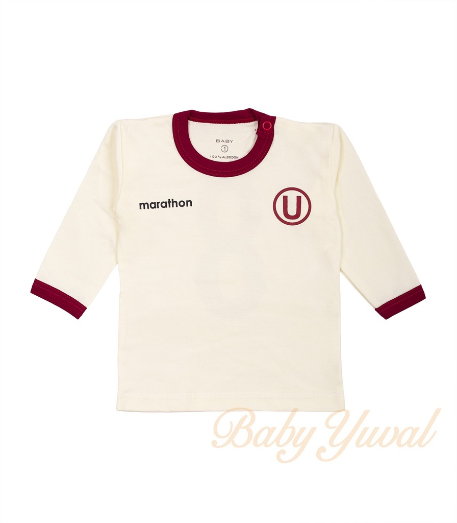 [PO0100738] Polo Deportivo Algodón Manga Larga | Universitario (Crema, 3 a 6 meses)