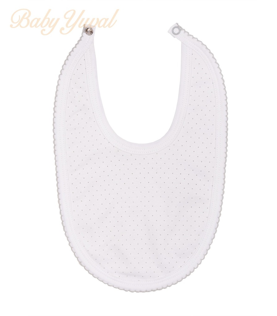 [BA0100887] Babero con broche de Algodón con Felpa | Puntos (Plomo)