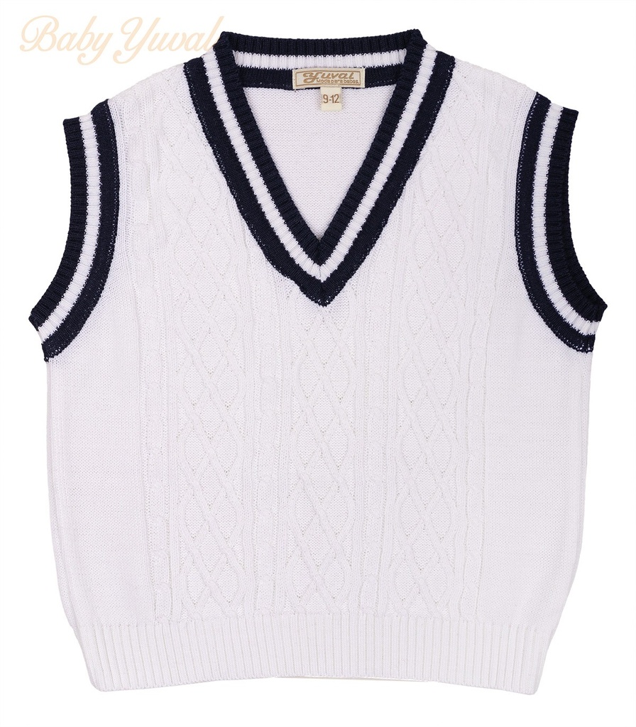 [PU0101242] Chaleco de Hilo | White Blue (9 a 12 meses)