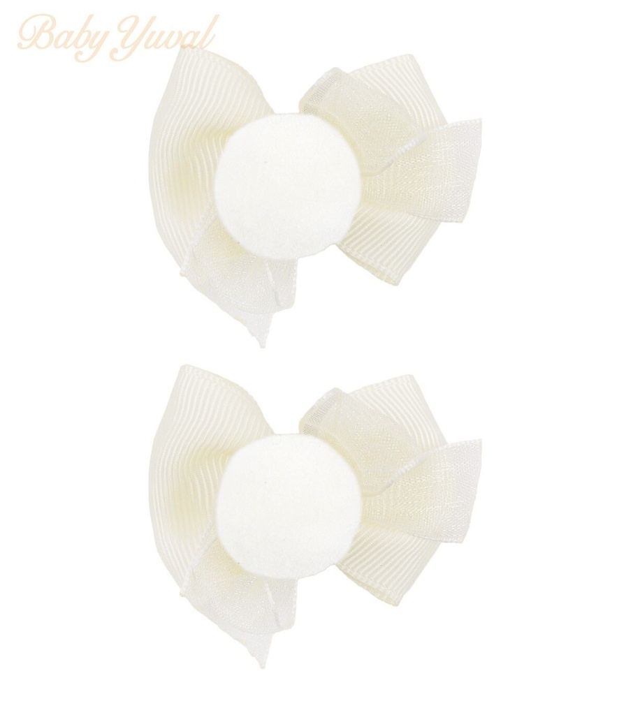 [GA0101444] Gancho para Cabello | Pompón Crema - Blanco