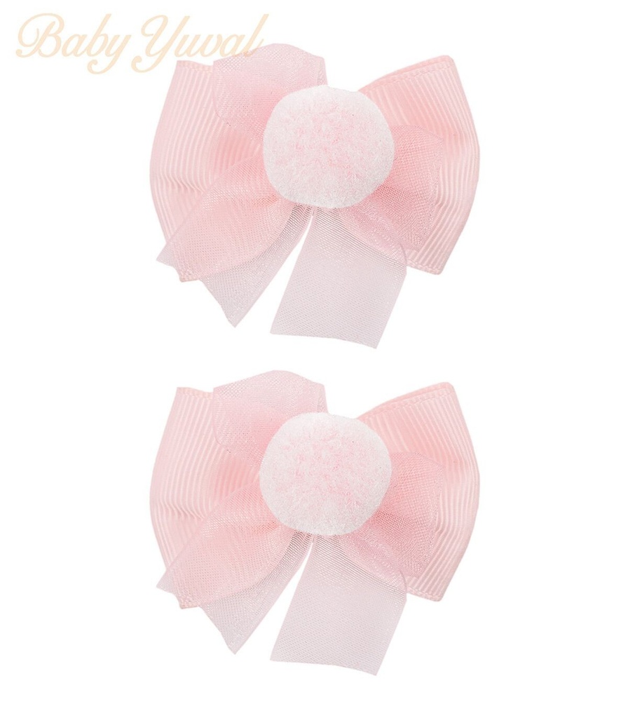 [GA0101446] Gancho para Cabello | Pompón Rosado - Blanco