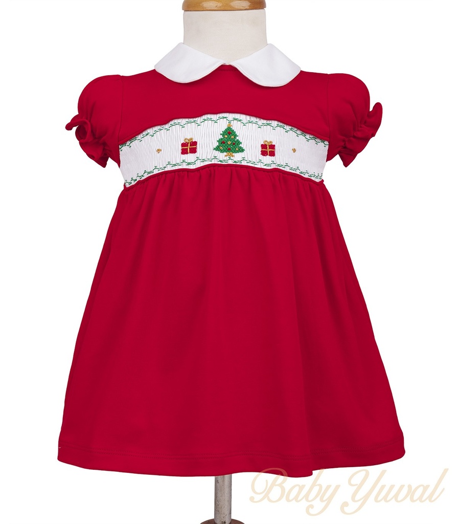 [VE0102087] Vestido Navidad | Merry Panal de Abeja (0 a 3 meses)