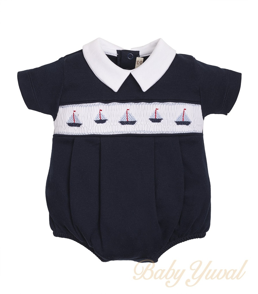 [RO0102101] Romper Bombacho | Barquitos Blue (0 a 3 meses)