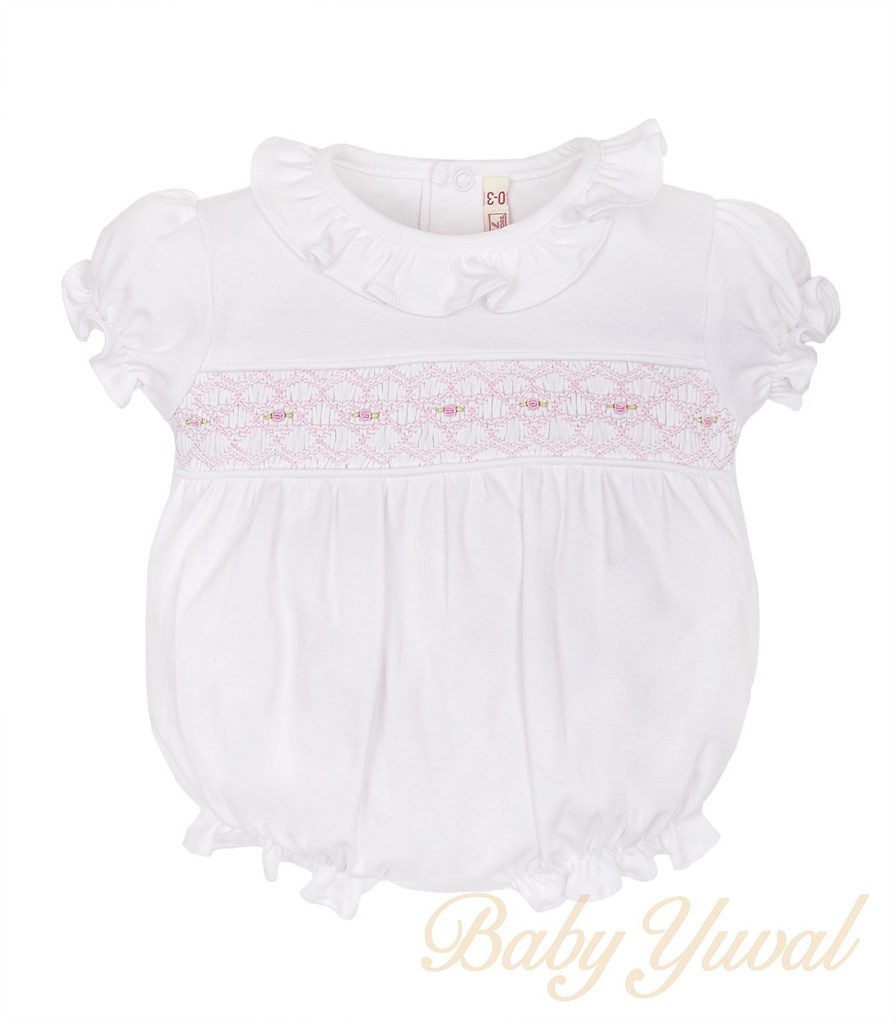 [RO0102117] Romper Bombacho | Rococo White Rose (0 a 3 meses)