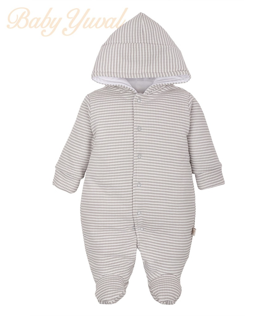 [EN0203025] Enterizo Acolchado Algodón | Listado Gris (0 a 3 meses)