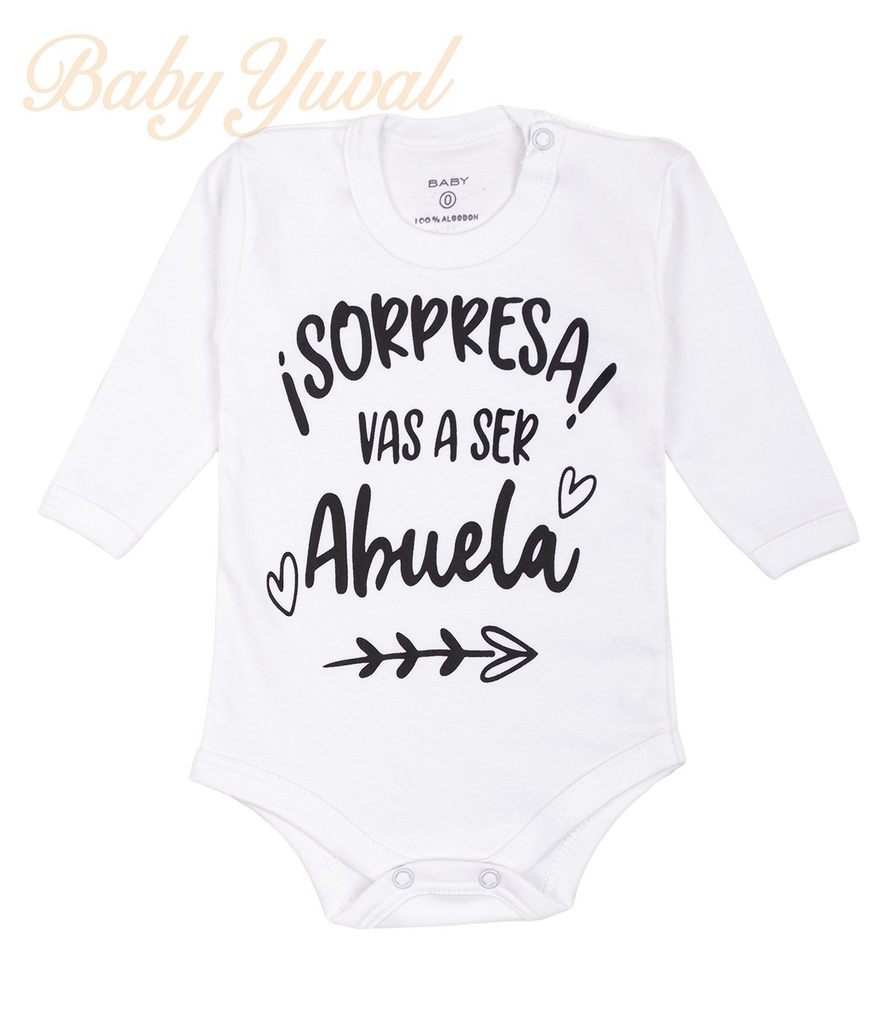 [BO0102836] Bodie Manga Larga Frase | Vas a ser Abuela (0 a 3 meses)