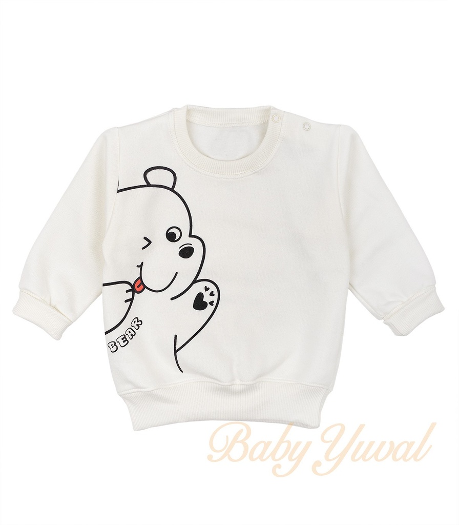 [PO0103242] Polera de Franela Algodón | Oso Blanco (6 a 12 meses)