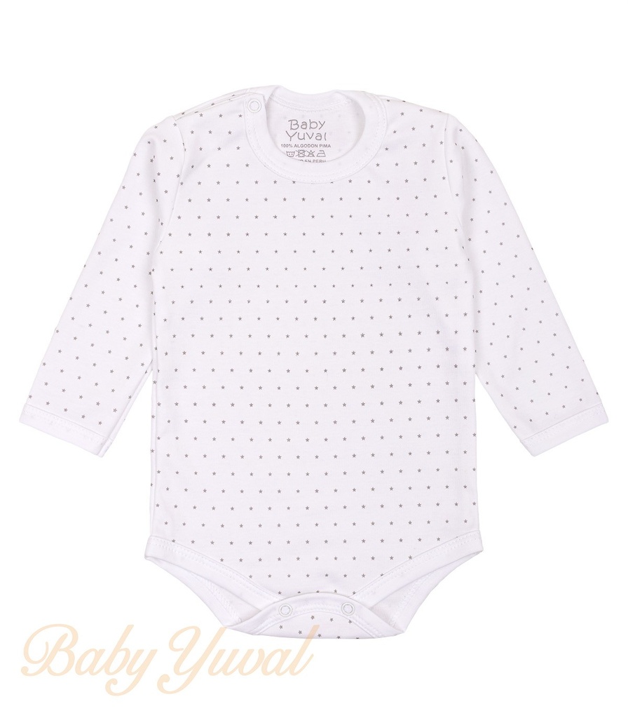[BO0103558] Bodie Manga Larga algodón pima | Estrellas Plomas (6 a 12 meses)