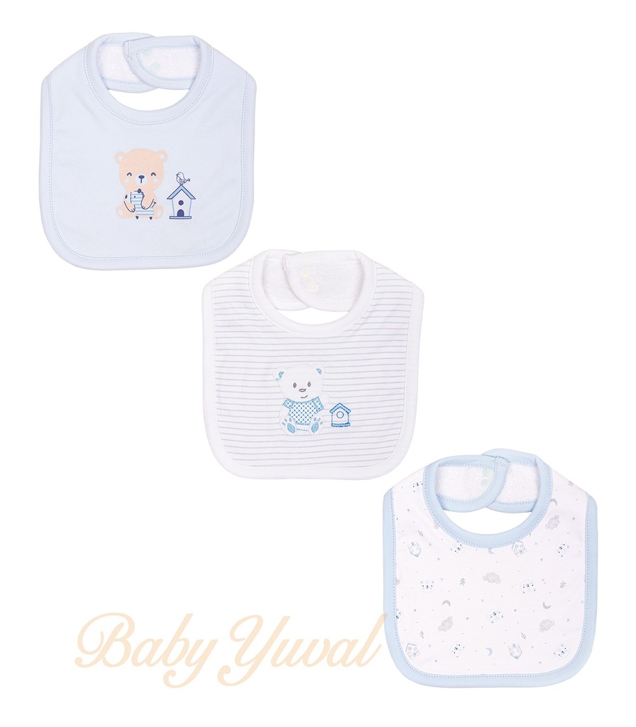 [TR0104024] Tripack de Baberos con broche | Osito Sky