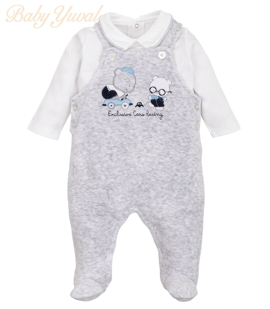 [SE0202990] Set Overall Plush y Polo Algodón | Bear Grey (0 a 3 meses)