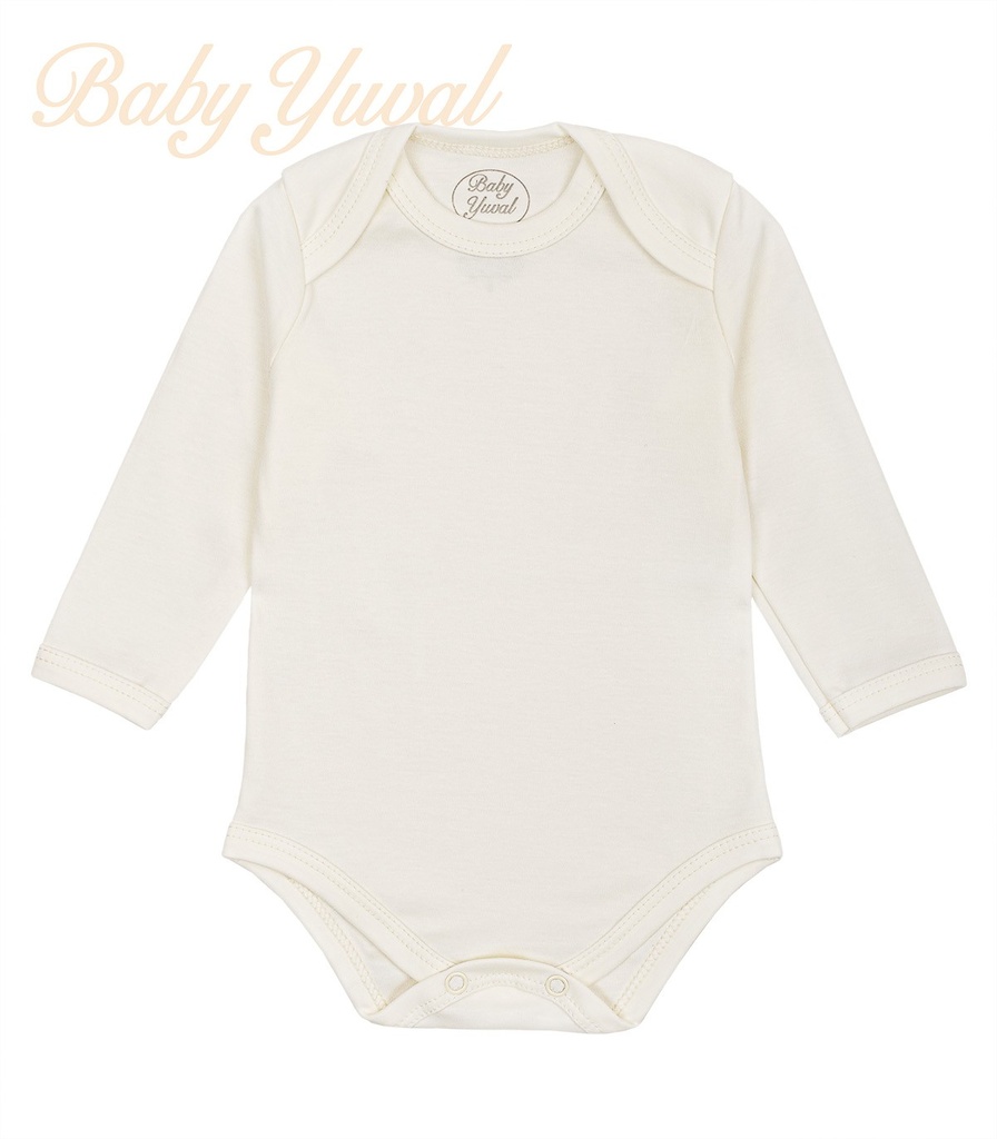 [BO0203057] Bodie Cuello Ojal Manga Larga algodón pima | Crema (0 a 3 meses)