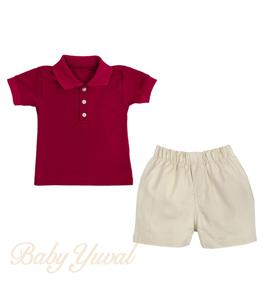 [SE0203519] Set Polo Camisero y Short | Wine (6 a 12 meses)