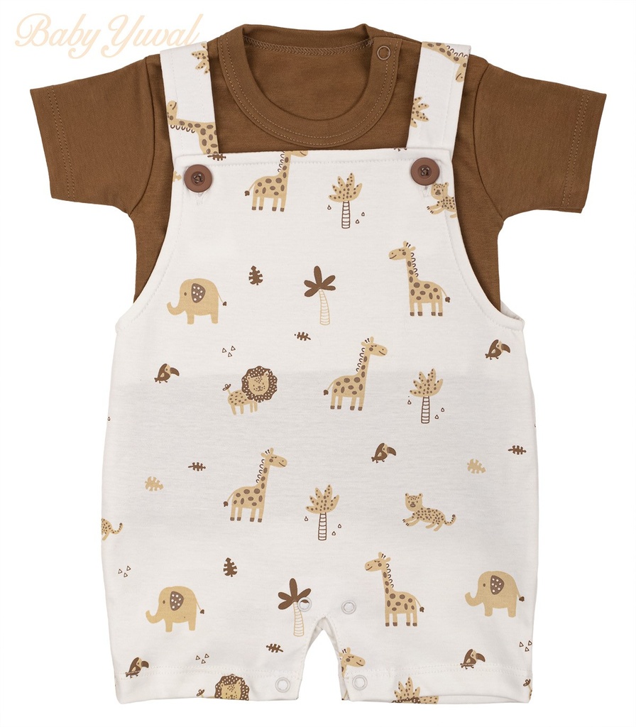 [SE0203543] Set Overall y Polo de Algodón | Safari (6 a 12 meses)