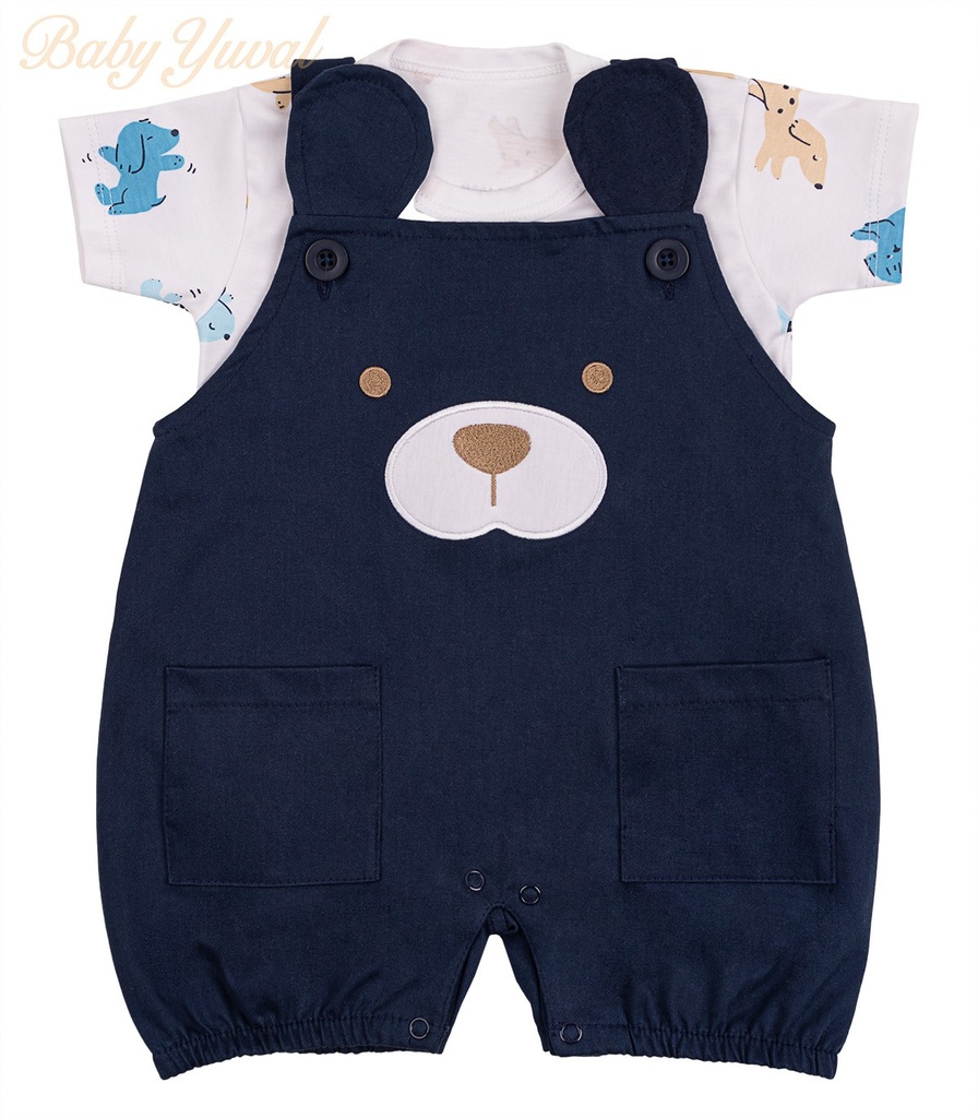 [SE0203561] Set Overall Drill y Polo de Algodón | Bear Blue (6 a 12 meses)