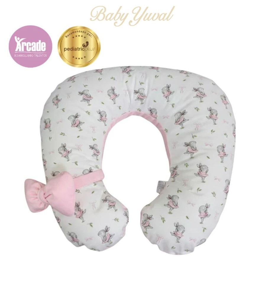 [AL0203675] Almohada de Lactancia y Estimulación 5 en 1 | Rosado Conejitas Bailarinas