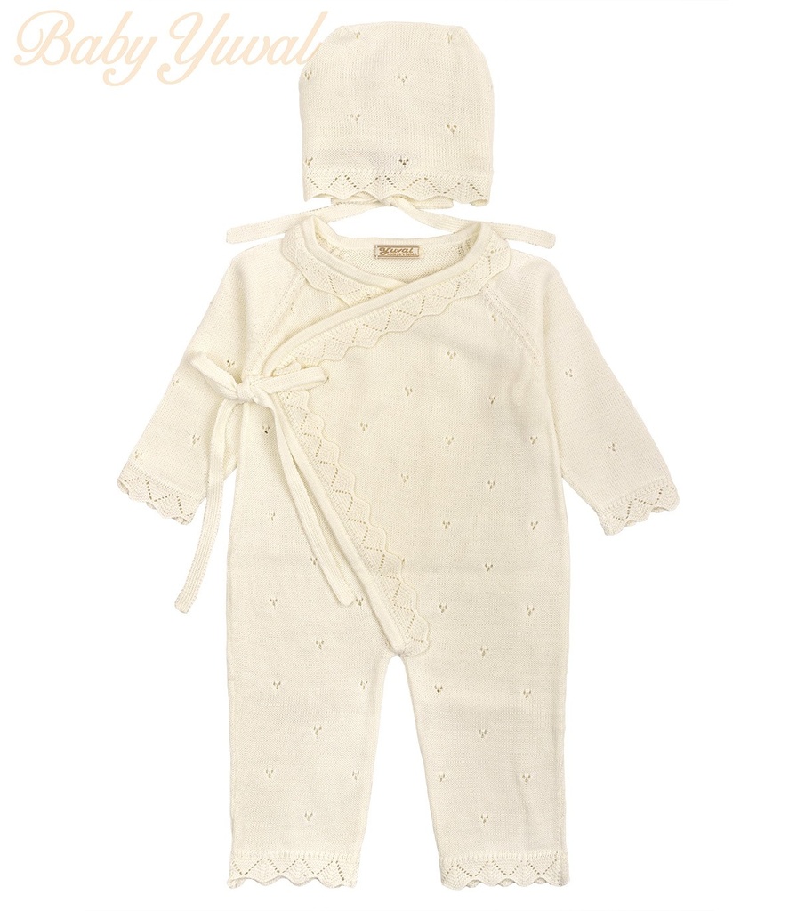 [EN0203856] Enterizo de Hilo con Gorrita | Sophie Cream